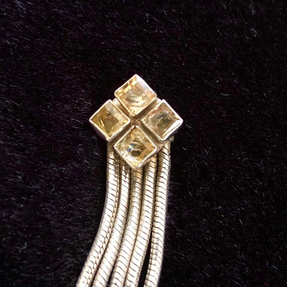 Vintage citrine yellow dangle earrings - Picture 3 of 3